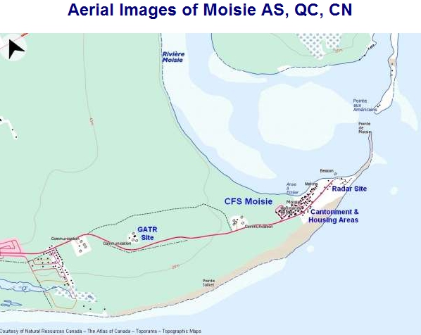 Graphic Aerial Map of RCAF Moisie and associated GATOR computer site